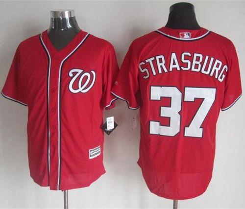 Nationals #37 Stephen Strasburg Red New Cool Base Stitched MLB Jersey